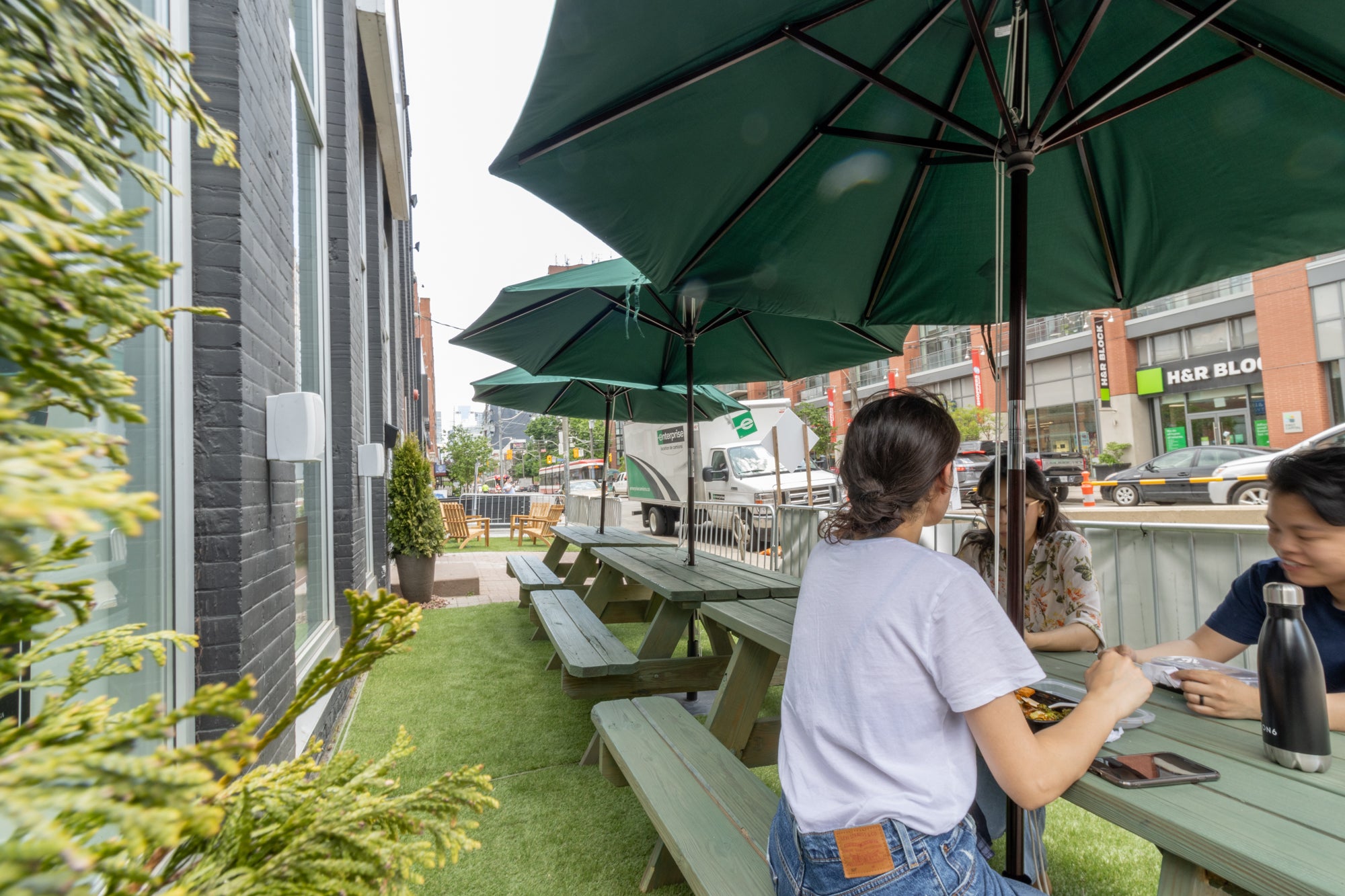 StartWell Coworking's Summer Patio on King Street West in Toronto - A great outdoor space for guests in meetings and coworking members.